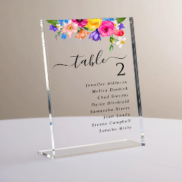 シックなカラフル結婚の野草席 アクリルサイン
