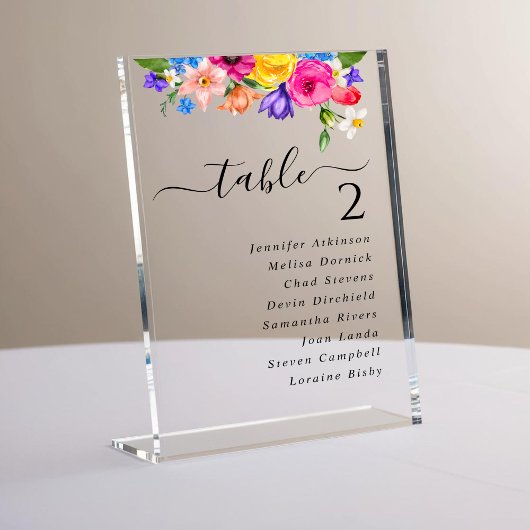 シックなカラフル結婚の野草席 アクリルサイン