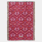 シックなカラフル赤と紫のイカットの部族模様 スローブランケット (正面縦)