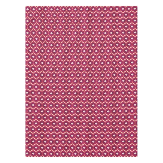 シックなカラフル赤と紫のイカットの部族模様 テーブルクロス (正面)