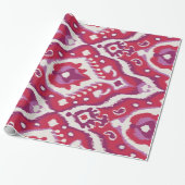 シックなカラフル赤と紫のイカットの部族模様 ラッピングペーパー (アンロールド)