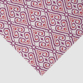 シックなカラフル赤と紫のイカットダマスクパターン 薄葉紙 (詳細)