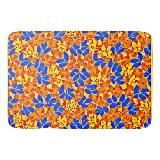シックなカラーバーストの葉のパターン バスマット (正面)