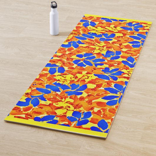 シックなカラーバーストの葉のパターン ヨガマット (インサイチュ)