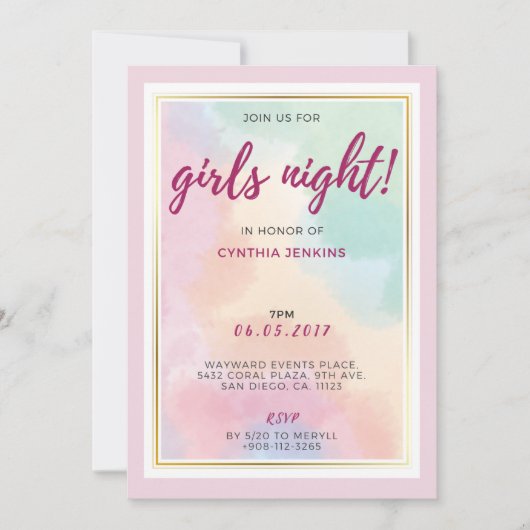 シックなカラーフルバチェロレッテ招待状 招待状 (正面)