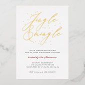 シックなカリグラフィーのJingle & Mingle クリスマスパーティー 箔招待状 (正面)