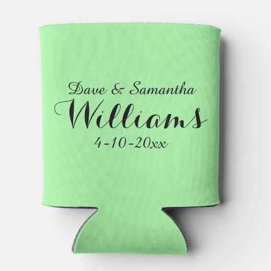シックなカントリーグリーン氏ミセス・結婚式の引き出物 缶クーラー (裏面)