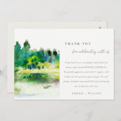 シックなカントリーサイドマウンテンリバーランドスケープ結婚ズ サンキューカード (正面/裏面)