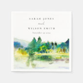 シックなカントリーサイドマウンテンリバーランドスケープ結婚ズ スタンダードカクテルナプキン (正面)