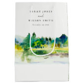 シックなカントリーサイドマウンテンリバーランドスケープ結婚ズ ミディアムペーパーバッグ (裏面)