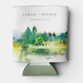 シックなカントリーサイドマウンテンリバーランドスケープ結婚ズ 缶クーラー (正面)