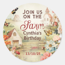 シックなカントリーファームステッカー ラウンドシール