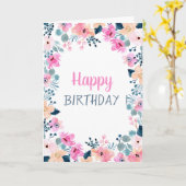 シックなガーデンピンクの花 カード (黄色い花)