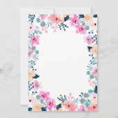 シックなガーデンピンクフラワーズブライダルシャワー 招待状 (裏面)