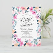 シックなガーデンピンクフラワーズブライダルシャワー 招待状 (スタンド正面)