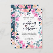 シックなガーデンピンクフラワーズ披露宴 招待状 (正面/裏面)