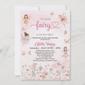シックなガーデンフローラ妖精プリンセスガールベビーシャワー 招待状 (正面)