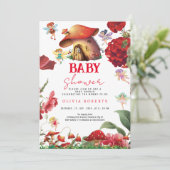 シックなガーデンフローラ妖精プリンセスガールベビーシャワー 招待状 (スタンド正面)