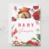 シックなガーデンフローラ妖精プリンセスガールベビーシャワー 招待状 (裏面)