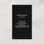 シックなガーリーフェイクグリッターシルバーブラックモノグラム 名刺 (裏面)