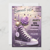 シックなガールスウィート16スニーカー・ボール16誕生日 招待状 (正面)