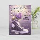 シックなガールスウィート16スニーカー・ボール16誕生日 招待状 (スタンド正面)