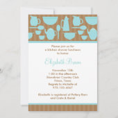 シックなキッチンブライダルシャワー招待(ティール(緑がかった色)) 招待状 (正面)