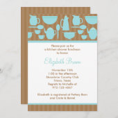 シックなキッチンブライダルシャワー招待(ティール(緑がかった色)) 招待状 (正面/裏面)