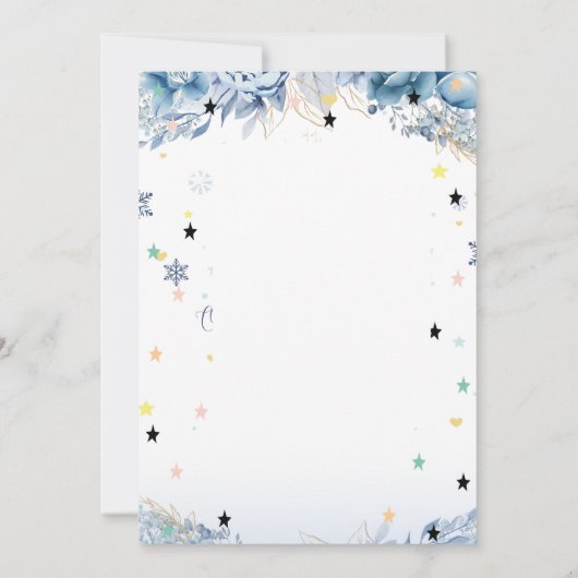 シックなキャッスルブルーフラワーズプリンセスフェアユタレ 招待状 (裏面)