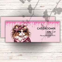シックなキャットトリマーシッタピンクグリッタードリッピング スキニー名刺