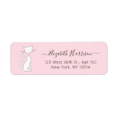 シックなキャットピンク差出人住所 ラベル (正面)