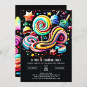 シックなキャンディランド誕生日 招待状 (正面/裏面)