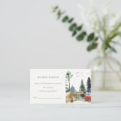 シックなキャンピングパインフォレストおむつラッフルベビーシャワー エンクロージャーカード (スタンド正面)