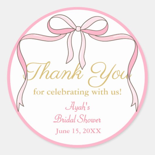 シックなキュートピンクボウパーティーフェイト ラウンドシール (正面)