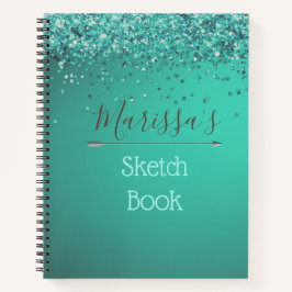 シックなキラキラのターキオパーソナライズされたーススケッチブック ノートブック
