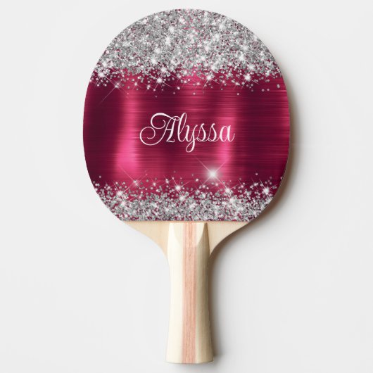 シックなキラキラのブルゴーニュのグラーム名 卓球ラケット (正面)