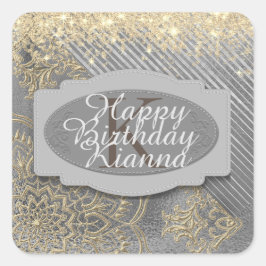 シックなキラキラのマンダラモノグラム スクエアシール