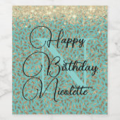 シックなキラキラの羽モノグラムワインラベル ワインラベル (シングルラベル)