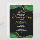 シックなキンセアニラエメラルドグリーンアゲートマーブル 招待状 (正面)