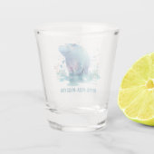 シックなギフトウォーターカラーブルーヒッポ – ショットグラス (裏面)