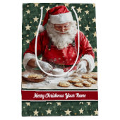 シックなギフトラップバッグサンタクロースクリスマスヴィンテージ ミディアムペーパーバッグ (正面)