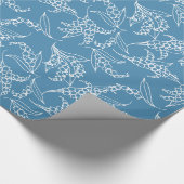 シックなギフトラップ、Lilies of the Valley on Blue ラッピングペーパー (角)