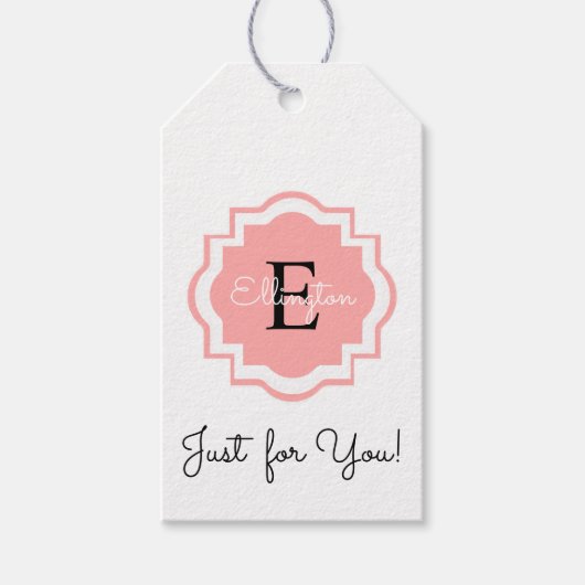 シックなギフトラベル_「あなたのために！」 モノグラムラベル ギフトタグ (正面)