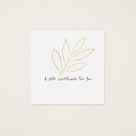 シックなギフト証明書テンプレート追加ロゴ金ゴールドリーフ (正面)
