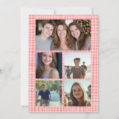シックなギンガムクリスマスカスタム9フォトコラージピンク シーズンカード (裏面)