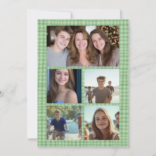 シックなギンガムクリスマスカスタム9 Photo Collage シーズンカード (裏面)
