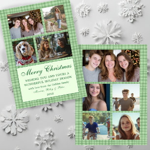 シックなギンガムクリスマスカスタム9 Photo Collage シーズンカード