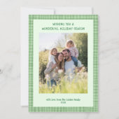 シックなギンガムクリスマスグリーンカスタム5写真 シーズンカード (正面)