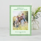 シックなギンガムクリスマスグリーンカスタム5写真 シーズンカード (スタンド正面)