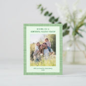 シックなギンガムグリーンカスタムクリスマス3 Photo シーズンポストカード (スタンド正面)